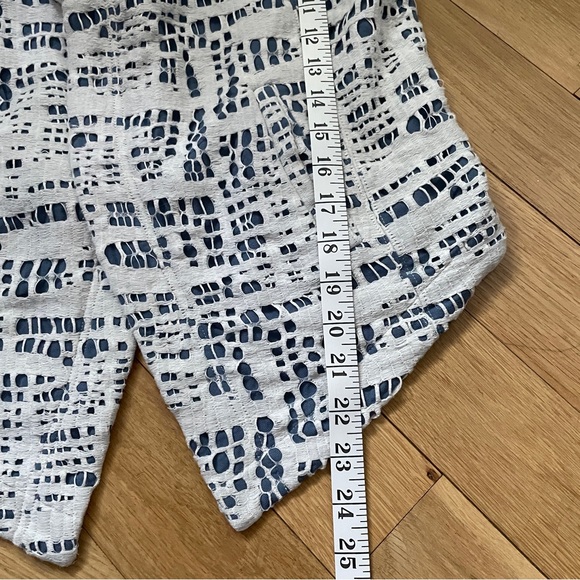 Anthropologie Blue and White Lacy Cropped Blazer - Size Medium - Picture 14 of 15